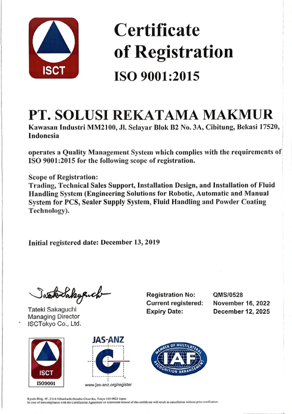 ISO 9001:2015 Certification — 2019